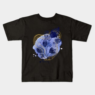 Watercolor Navy Leaf Kids T-Shirt